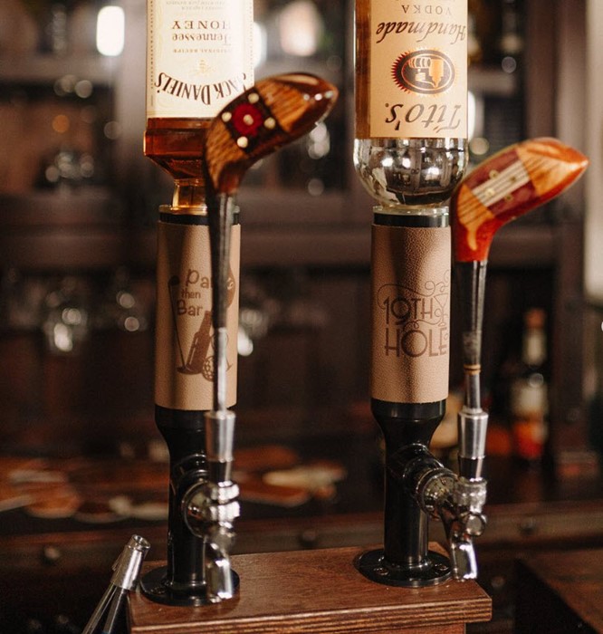 Golf Themed Double Liquor Tap - Whiskey Tower